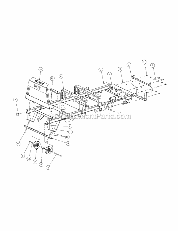 Frame Assembly Diagram and Parts List for M60-KW 53AB5GFX750 Cub Cadet Sprayer
